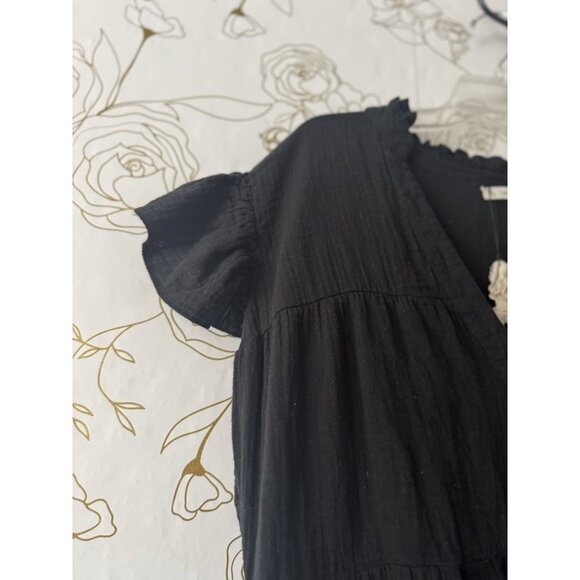 Salty Lemon Dress Size XL Extra Large Black Short Tiered 100 cotton Boho New 027 - Picture 4 of 6
